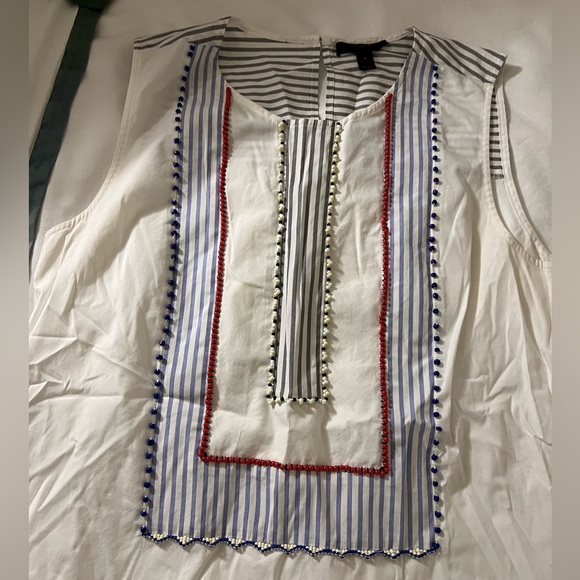 J Crew Sleeveless Top with Beaded detailing and front zippers - Picture 5 of 5